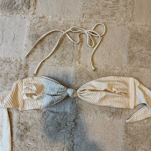Skatie Cream Textured Bandeau Bikini Top